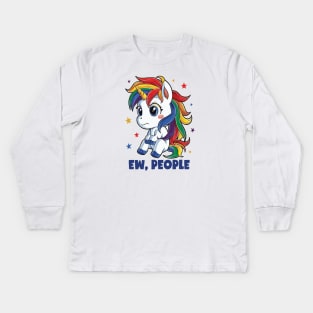 Ew People Unicorn Design Kids Long Sleeve T-Shirt